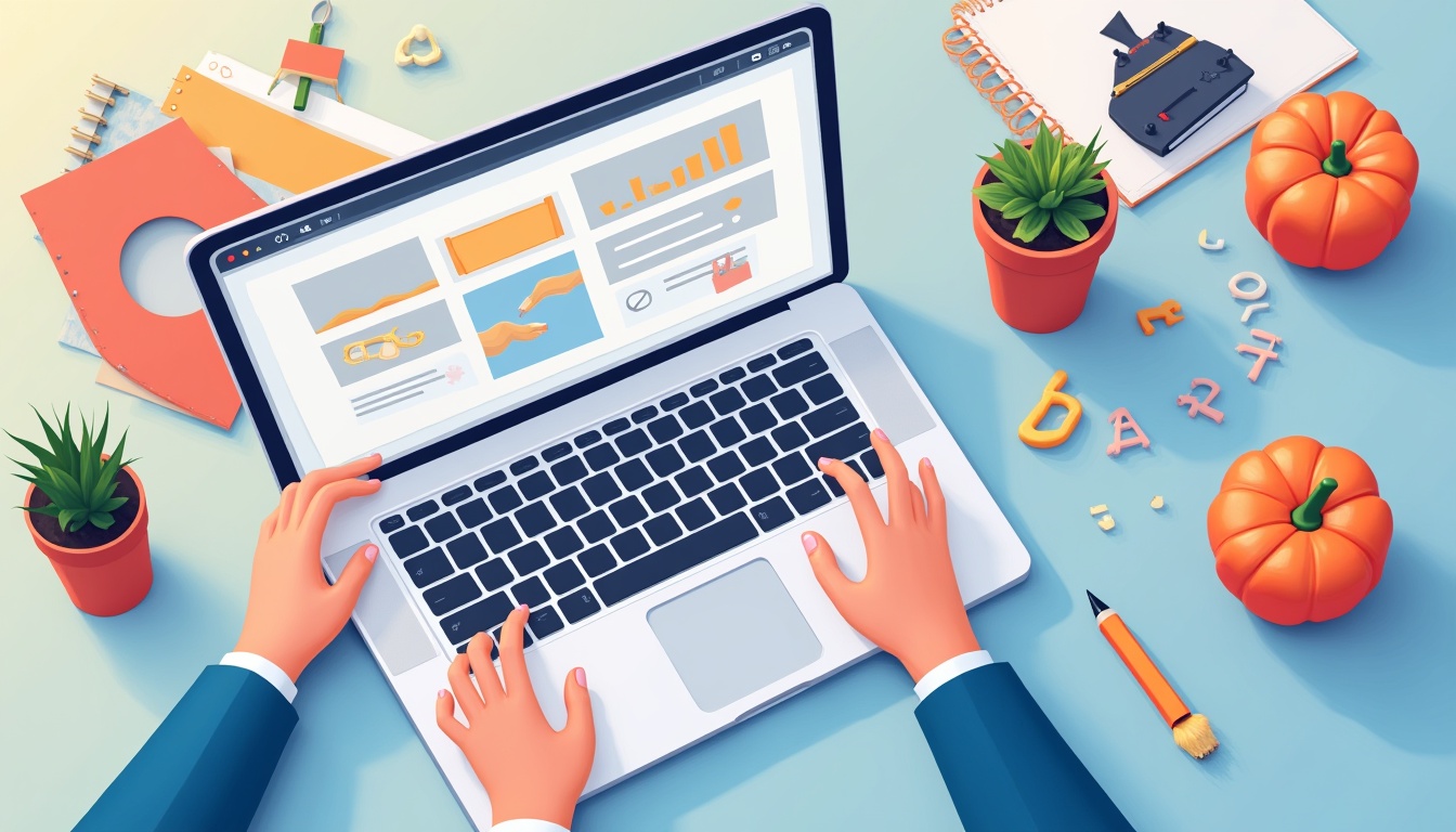 Ilustrație cu laptop și logo WordPress, simbolizând procesul de creare a unui site web.