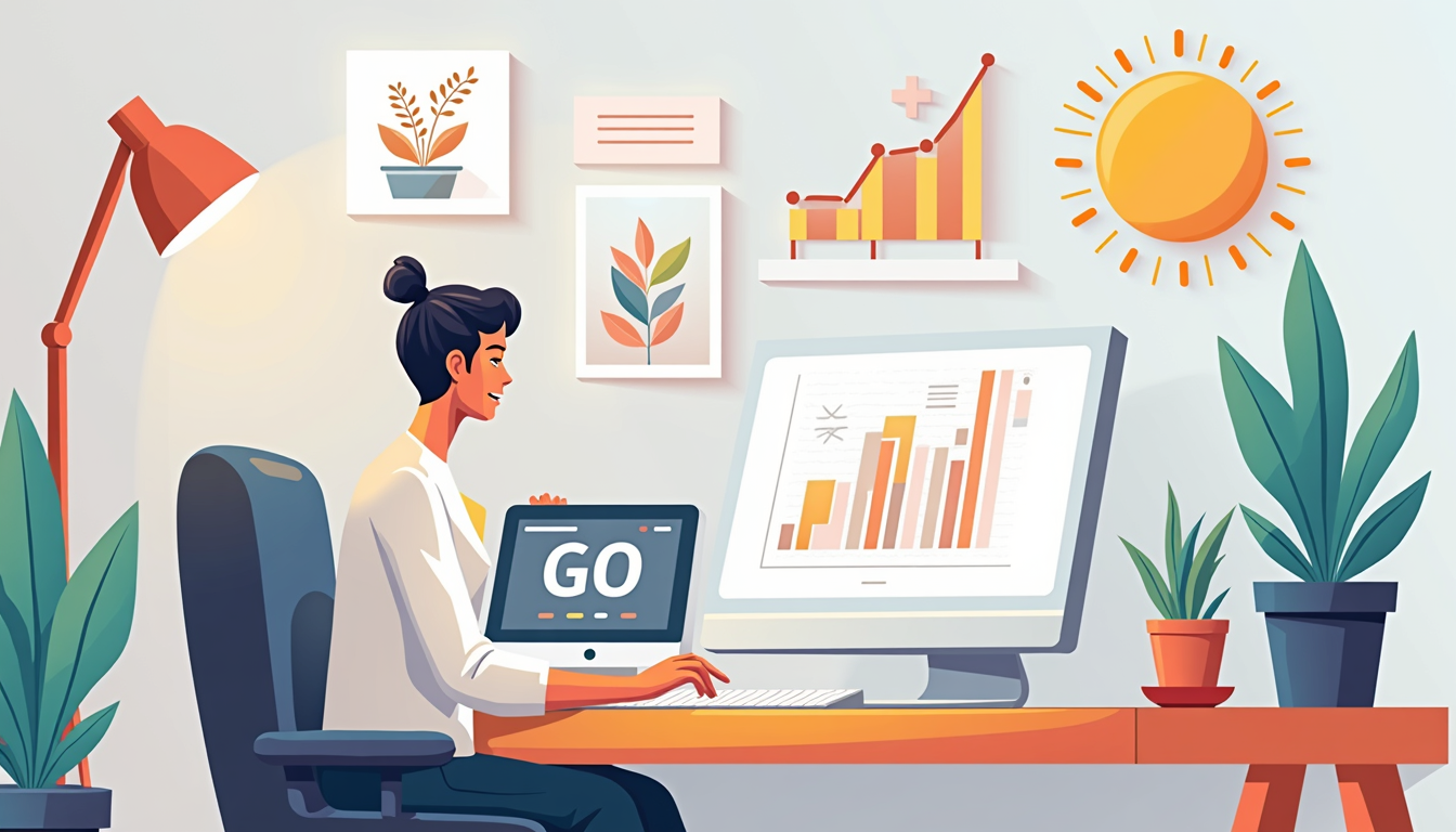 Ilustrație schematică a procesului de creare site, cu etape cheie și succes simbolic